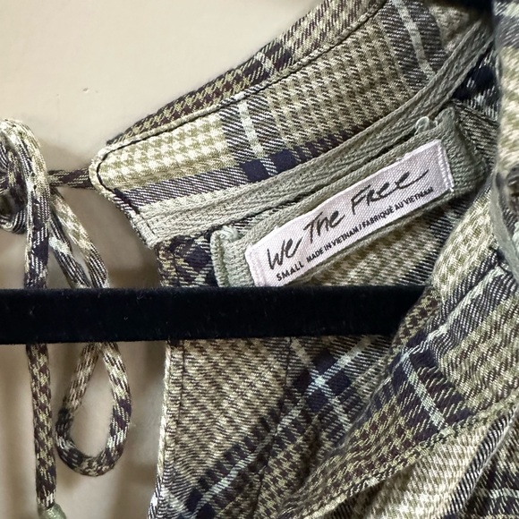 Free People Tunic Wild Side Plaid Tie Back Slouchy Oversized- Size Small - Picture 6 of 7